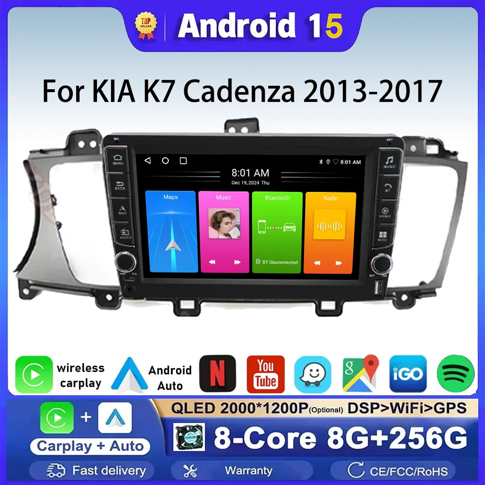 Android 15 For KIA K7 Cadenza 2013-2017 2din Car Radio Stereo Navigation GPS Autoradio Mul | AUTOKITSHOP
