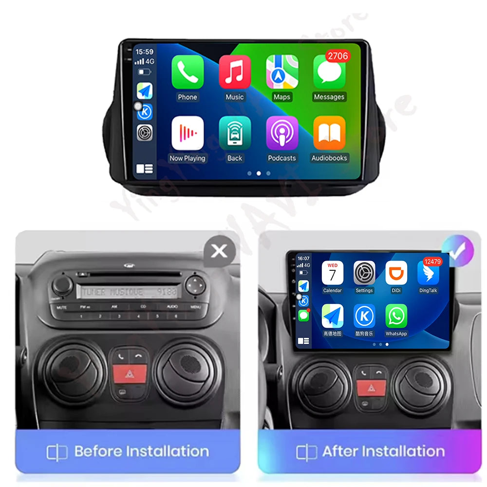 Android 16 Auto For Fiat Fiorino Qubo For Citroen Nemo For Peugeot Bipper 2008-2017 Car Ra