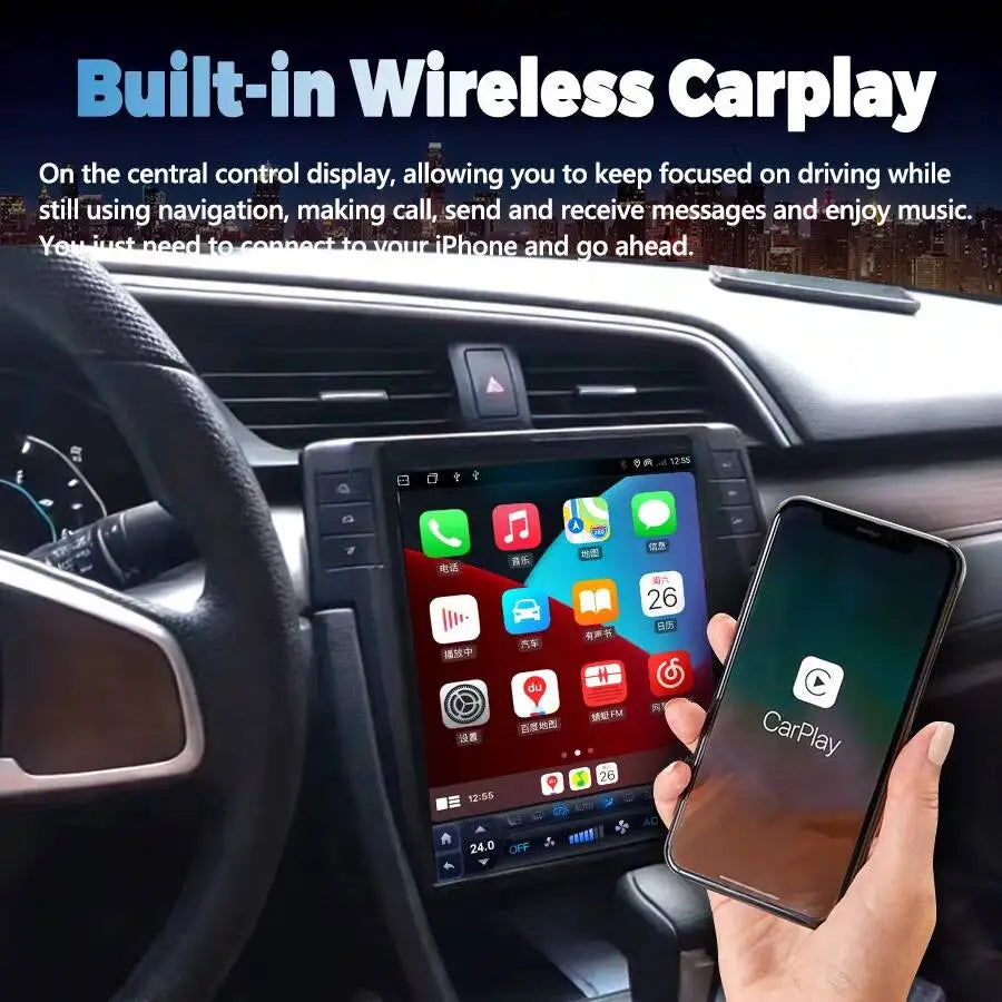 Auto Radio Audio 10.4" Screen Android Multimedia Player For Honda CRV CR-V 2.0L 2.4L 2012-