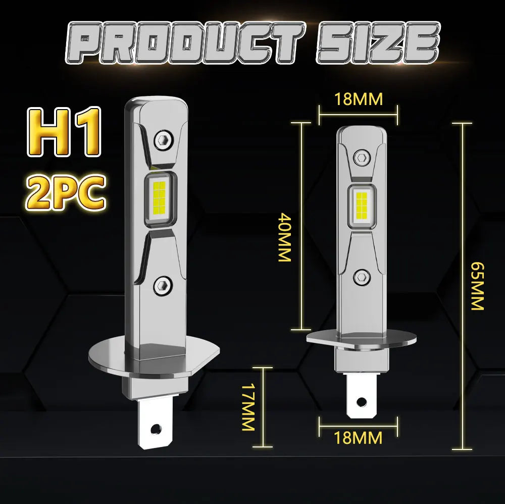 H1 LED Headlights 600000LM 6000K 1000W 16PCS 9084 CSP High Low Beam Turbo Auto Light 1:1 F