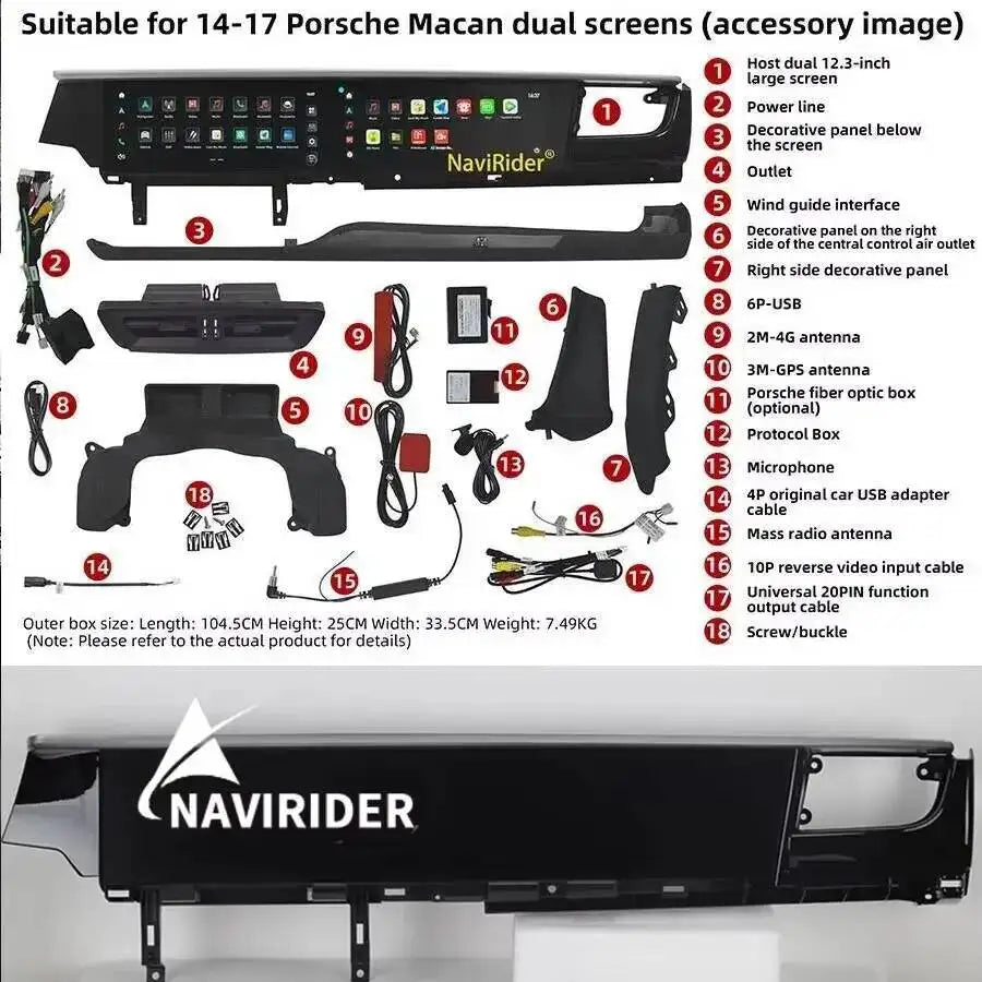 M 12.3inch Dual Screen Android Car Radio For Porsche Macan 2011-2017 2din GPS Multimedia V | AUTOKITSHOP