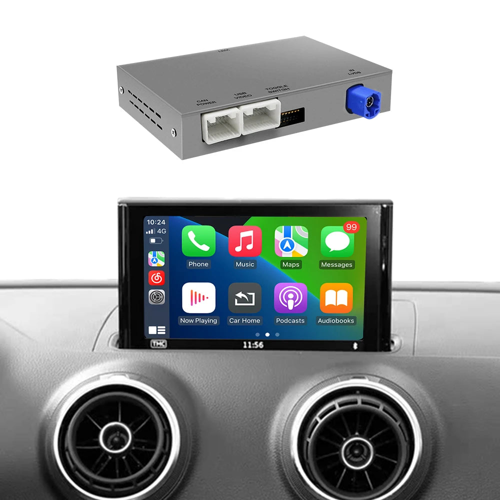 REEIIO 2026 New Wireless CarPlay Android Auto Module For Audi A3 8v Q2 8P 2013-2018 GPS Bl