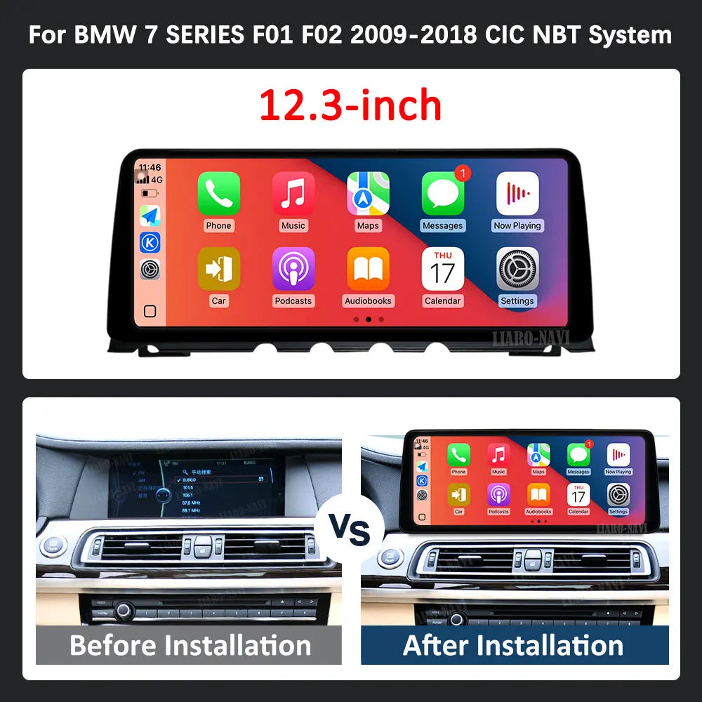 12.3 '' GPS Navi 4G Carplay Android 14 for BMW 7 SERIES F01 F02 2009 - 2018 CIC NBT System