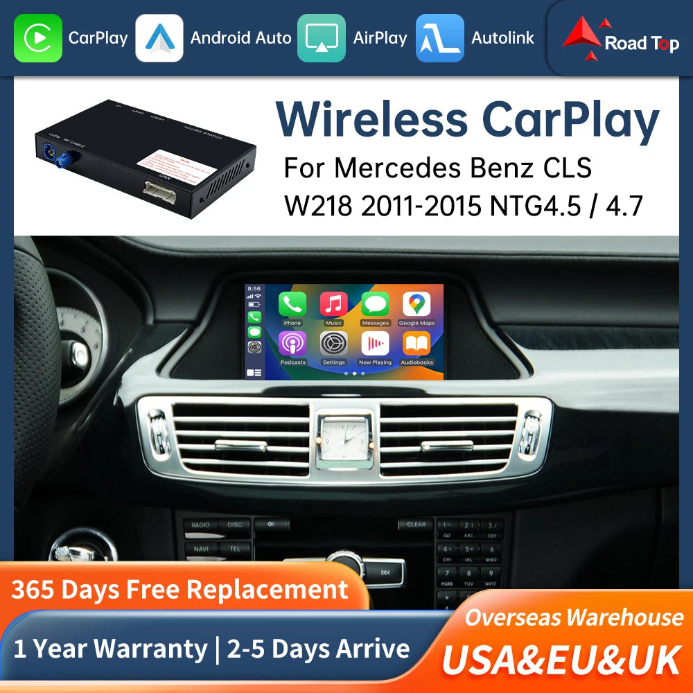 Road Top Wireless CarPlay Decoder Android Auto for Mercedes Benz CLS W218 NTG4.5 4.7 2011- | AUTOKITSHOP