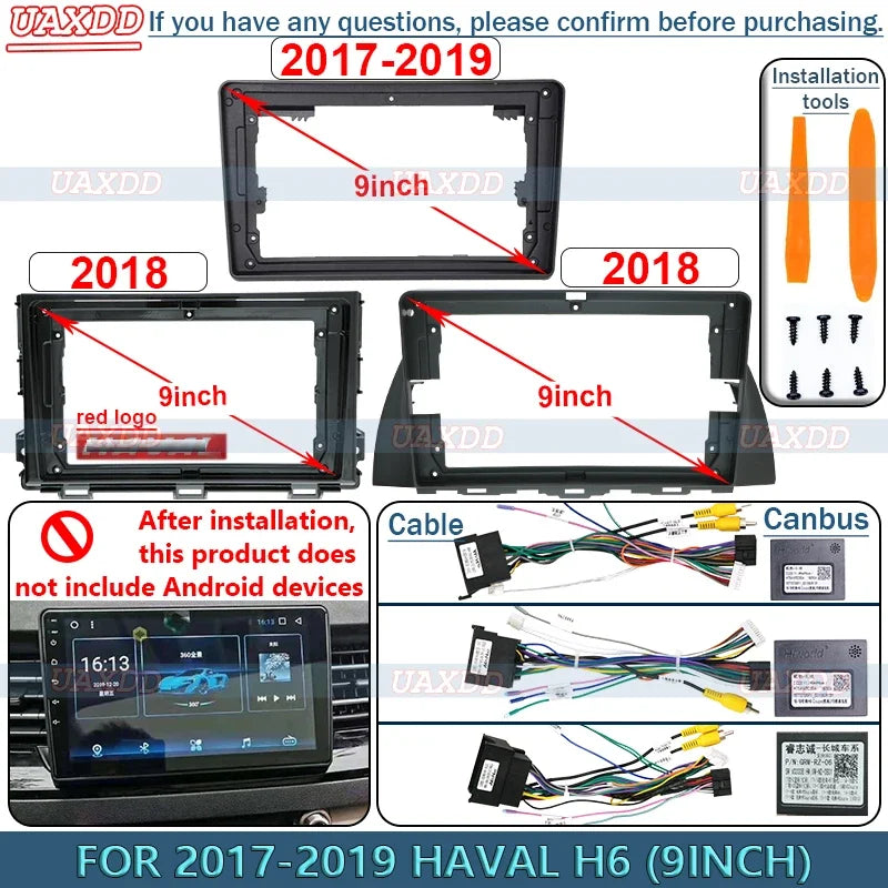 FOR 2017-2019 HAVAL H6 9INCH Radio Android Stereo Frame Panel Dashboard Audio Multimedia P