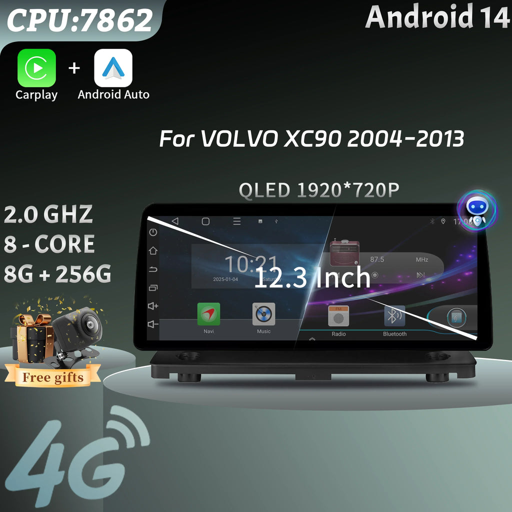 Car Radio Carplay panel Multimedia 4G GPS BT Android 15 Navigation Car Stereos For VOLVO X