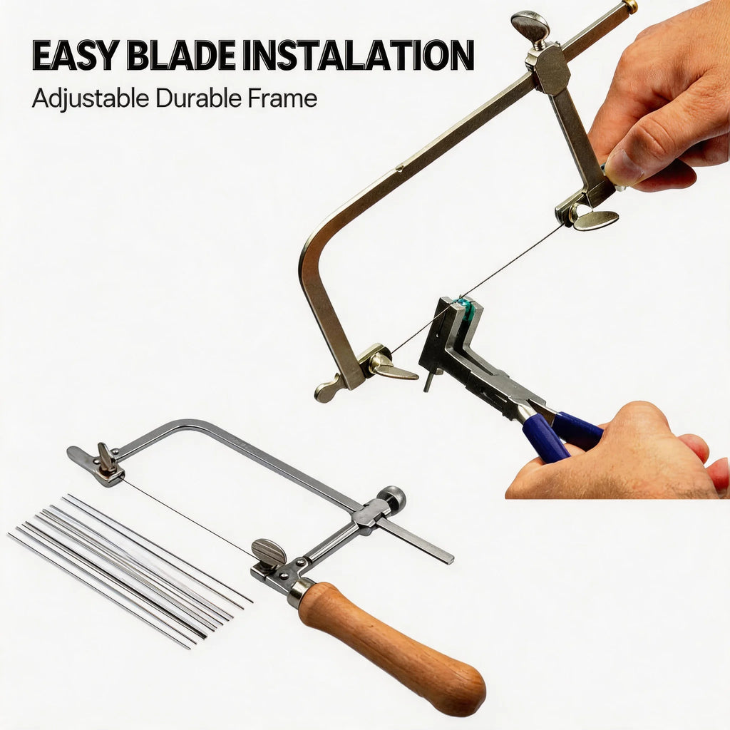 For Jewelry Making Craft Adjustable Jewelers Saw Frame Kit 12Pcs Replacement Blades Precision Me - Automotive LED Light