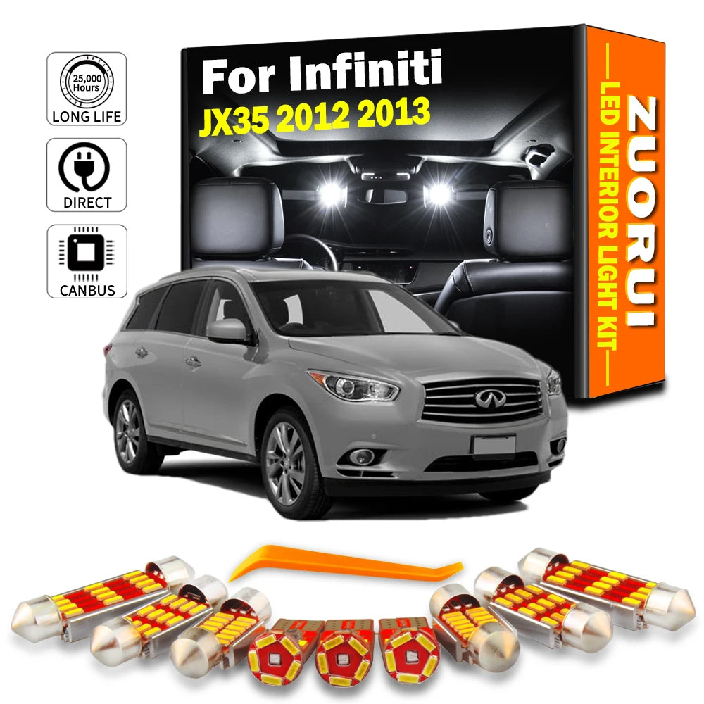 14-Piece LED Interior Light Kit for Infiniti JX35 - Canbus Error-Free Bulbs | AUTOKITSHOP