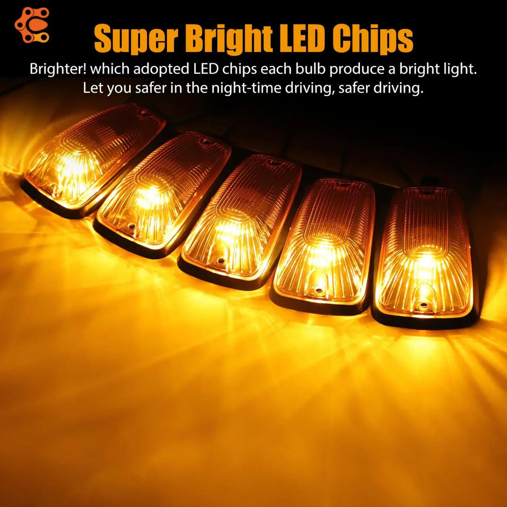 Amber LED Cab Marker Roof Lights Roof Clearance Lights Top Clearance Light For 1988-2002 C