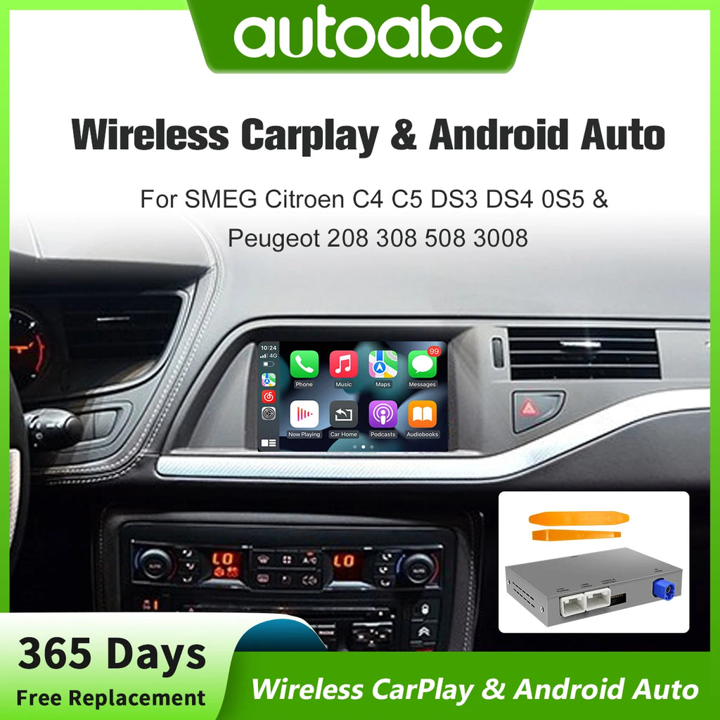Wireless Android Auto & CarPlay Adapter for Peugeot Citroen DS4 DS3 C3 C4 C5 307 308 508 2