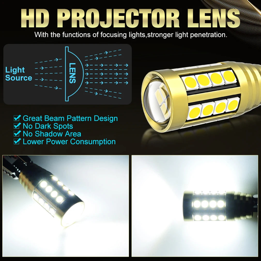 Canbus T15 W16W LED Lamp Light 2000LM 28SMD 3030 912 921 Bulb With Lens Car Backup Reverse