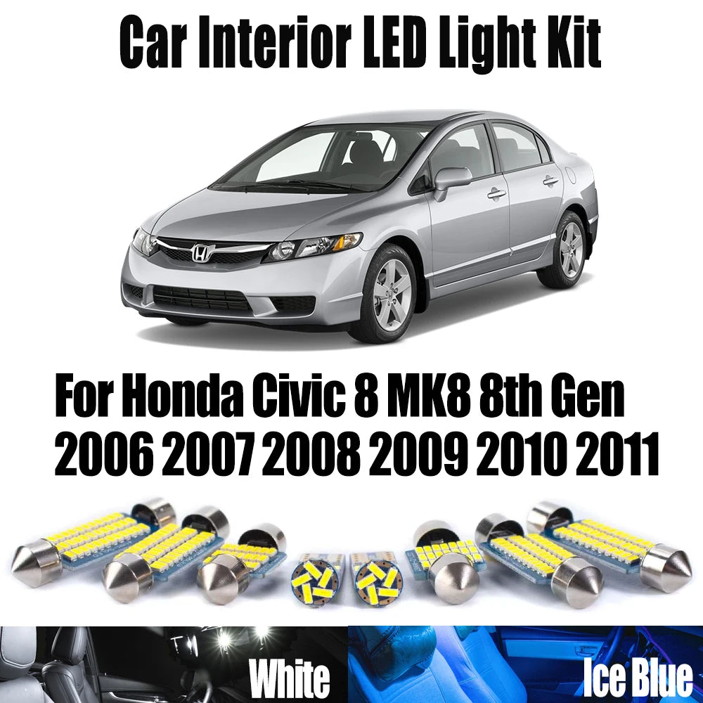 11-Piece LED Interior Light Kit for Honda Civic 8 MK8 8th Gen - Canbus Error-Free Bulbs | AUTOKITSHOP