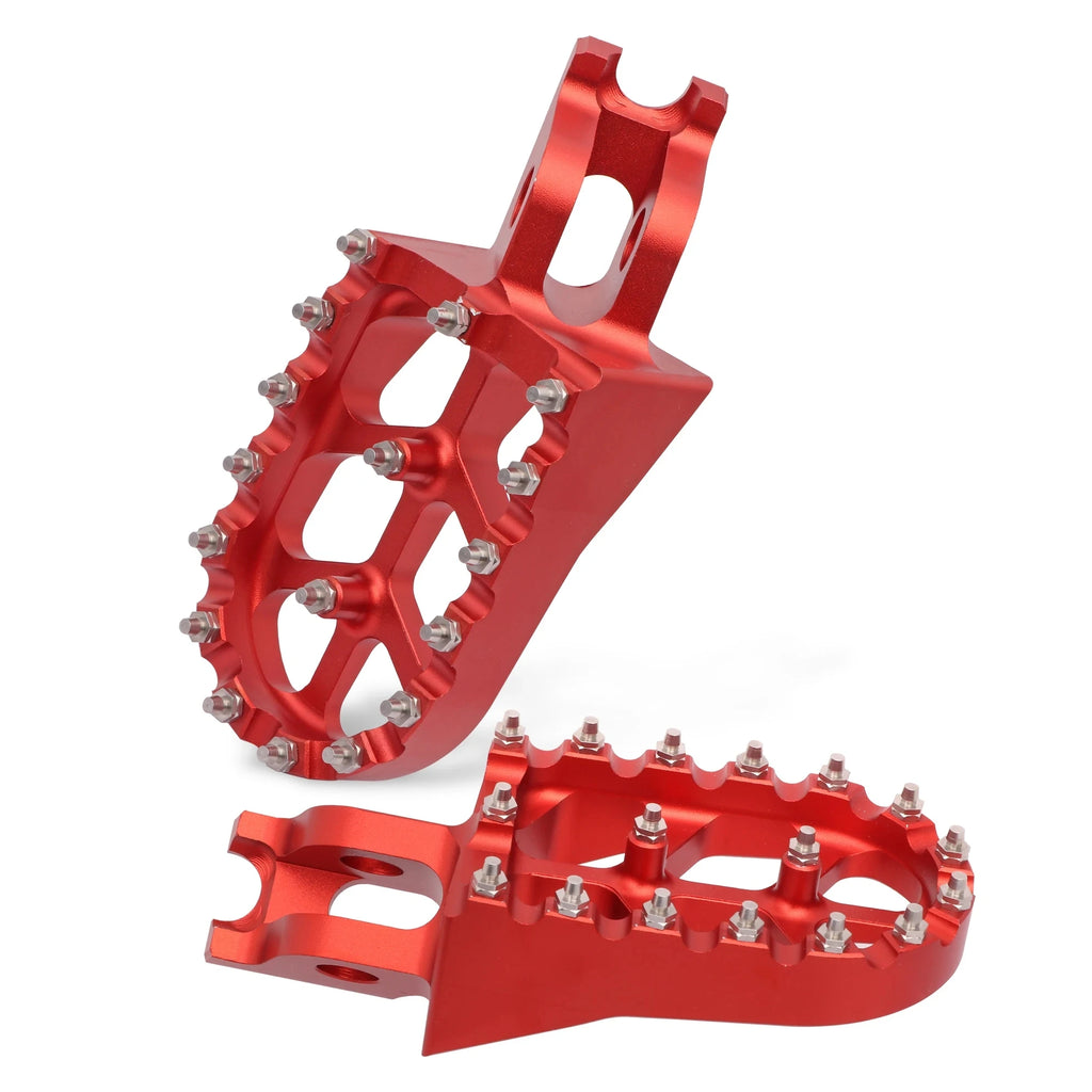 Red CNC Aluminum Motorcycle Foot Pegs Footrest Pedals For Honda CR125 CR250 CRF150R CRF250R CRF2 - Automotive LED Light