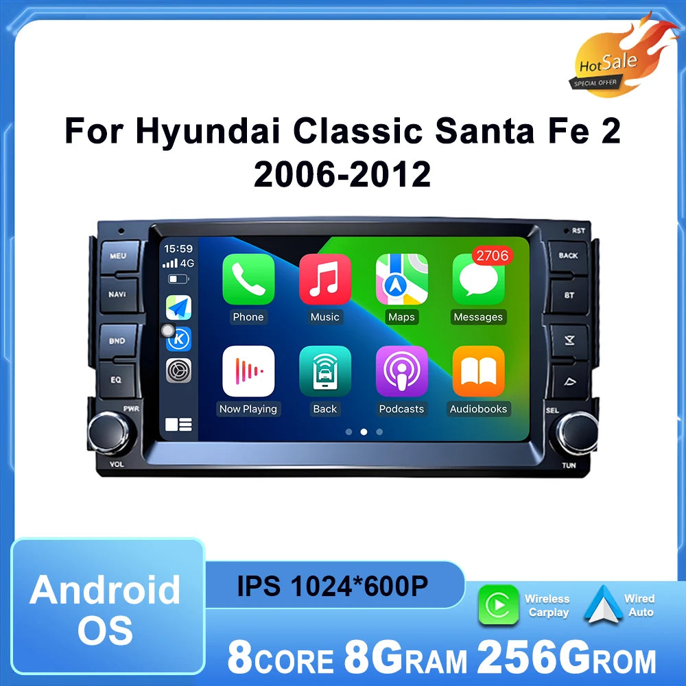 7 '' Android OS Car Radio for Hyundai Classic Santa Fe 2 2006-2012 Multimedia Touch Displa