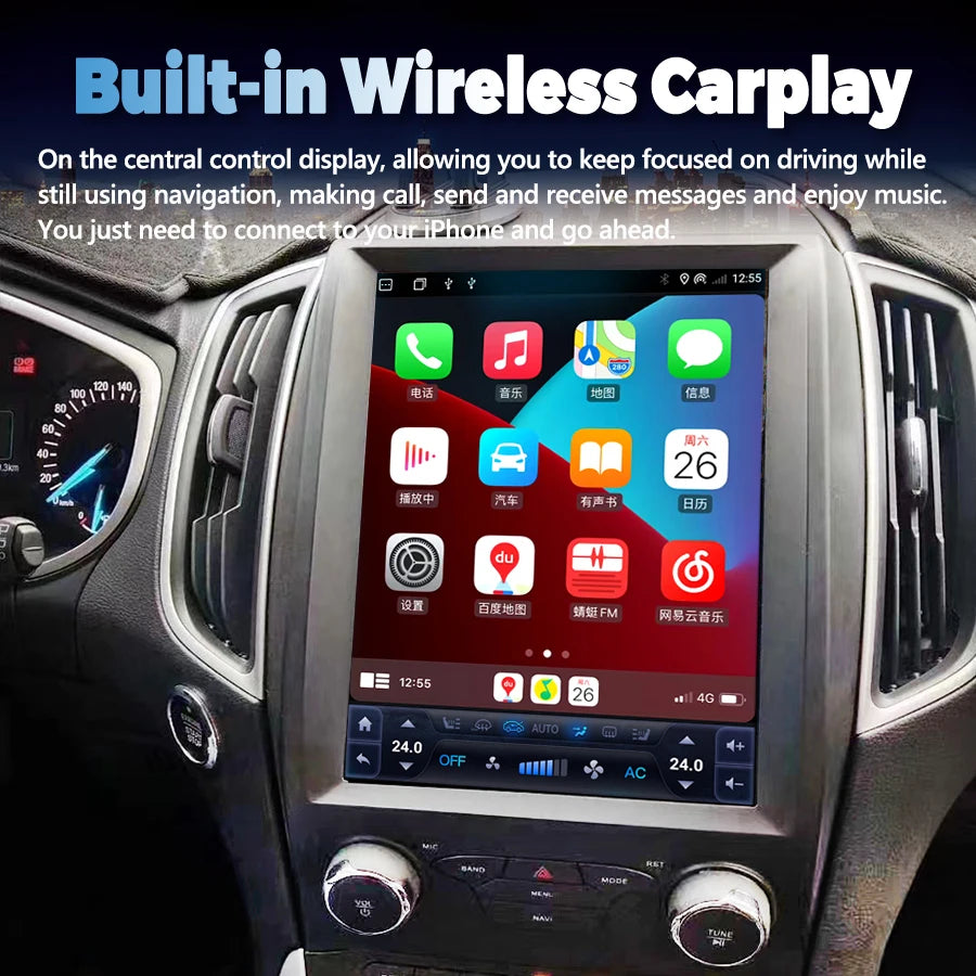 256GB 2Din Car Radio Android 14 Screen Multimedia Video Player For Ford Edge 2015-2019 Aut