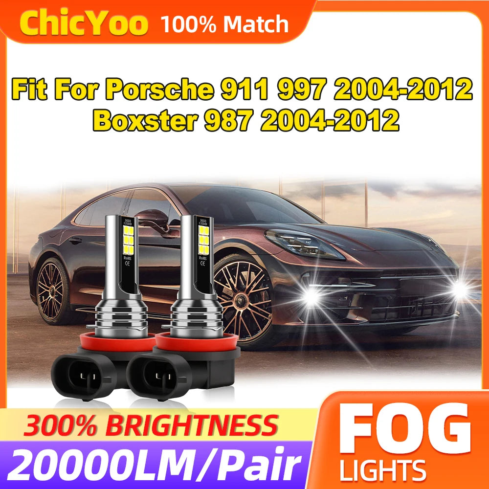 60W H8 H9 H11 LED Fog Lights 20000LM Fog Lamps 6000K White 12V Fit For Porsche 911 997 200