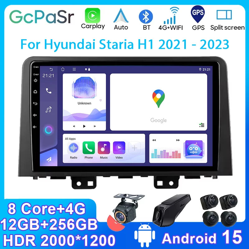 CarPlay For Hyundai Staria H1 2021 2022 2023 Stereo radio Android auto Car Radio Multimedi