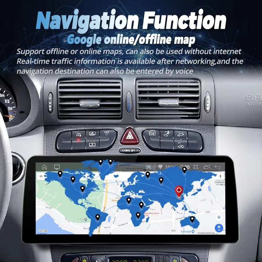 12.3inch Radio Android Car Video Player Stereo For BENZ C ClASS W203 2002-2003 CLK-CLASS W