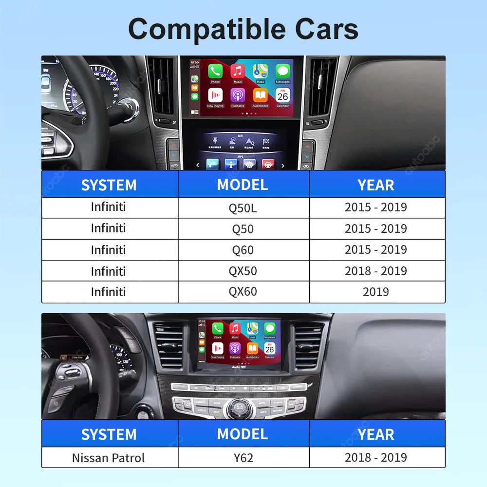Wireless CarPlay Box for Infiniti 8 inch Screen 2015-2019 Q50 Q60 Q50L QX50 Armada Y62 And | AUTOKITSHOP