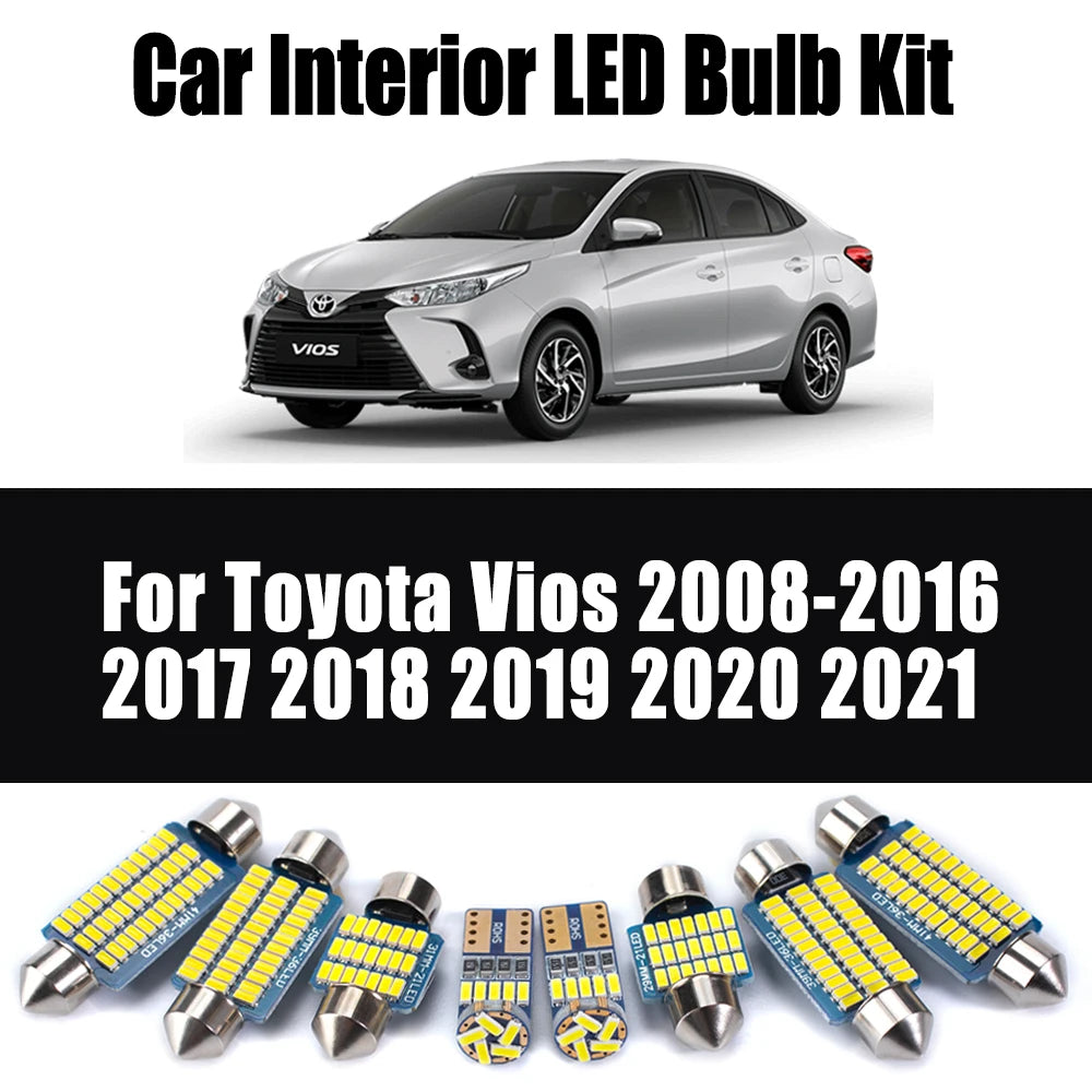 LED Interior Light Kit for Toyota Vios 2008- 2017 - Canbus Dome Map Door Trunk Bulbs | AUTOKITSHOP