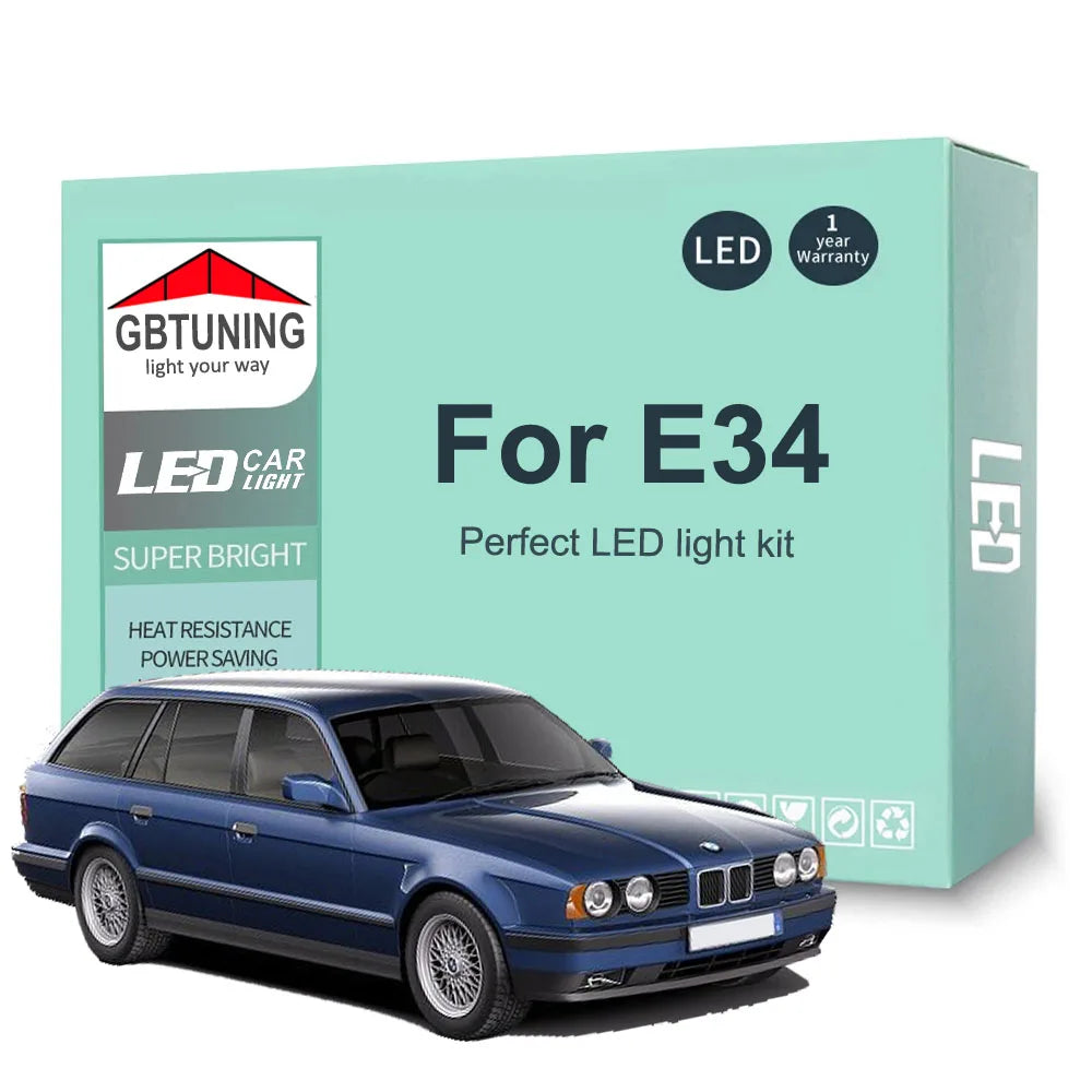 16-Piece LED Interior Light Kit for BMW 5 Series E34 Sedan Saloon 518i 520i 524td 525ix 530i 535i 540i M5 1988-1995 -...