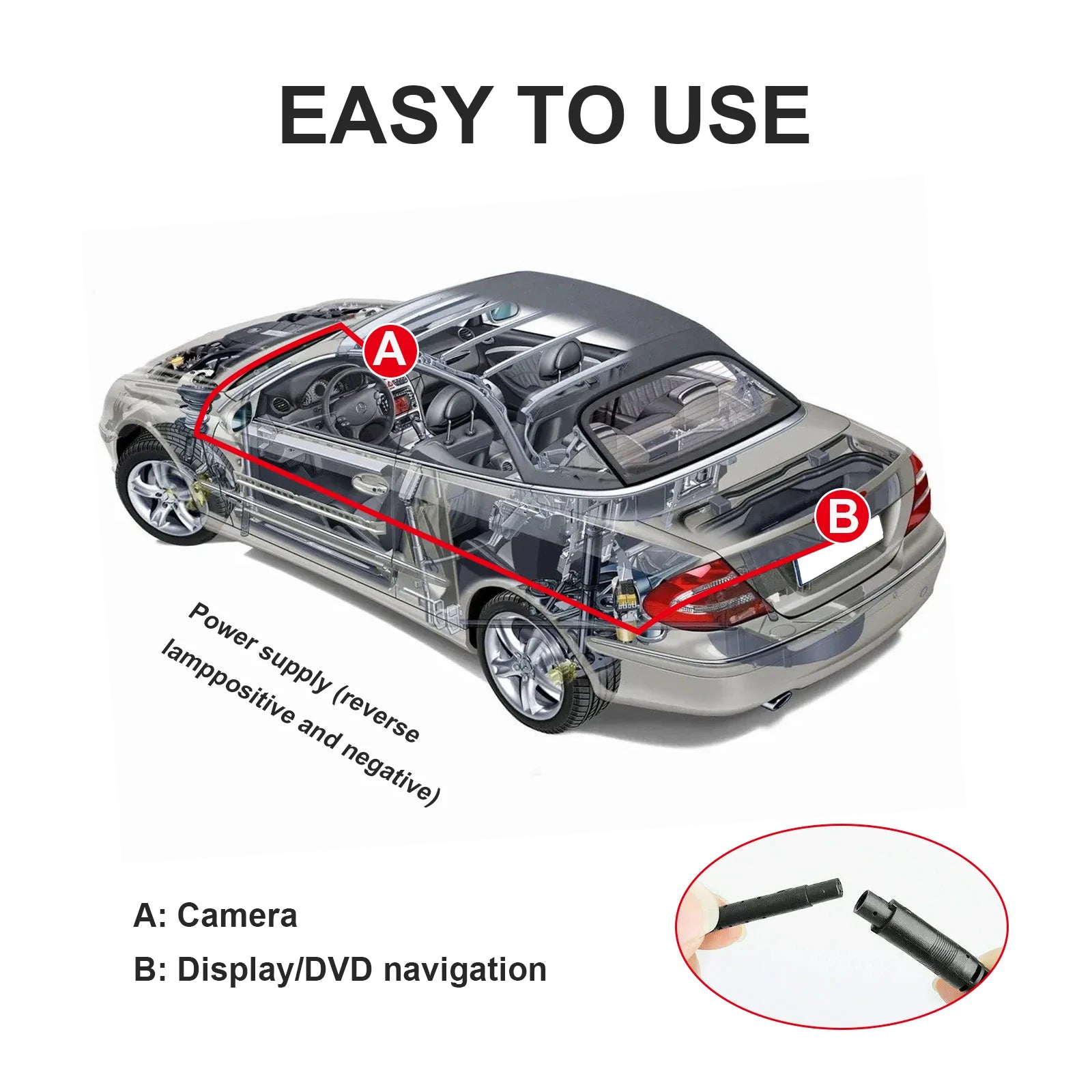 AUTOABC AHD 720P Waterproof Car Rear View Camera Suitable for BMW, Volvo, Mercedes Benz, A | AUTOKITSHOP