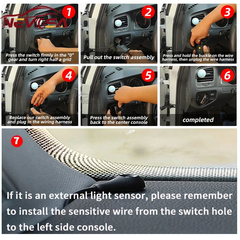 Auto Headlight Control Switch Sensor For VW Passat B5/B5.5 Polo 9N/9N3 Beetle Au for VW MK1 B6 A4 - Automotive LED Light
