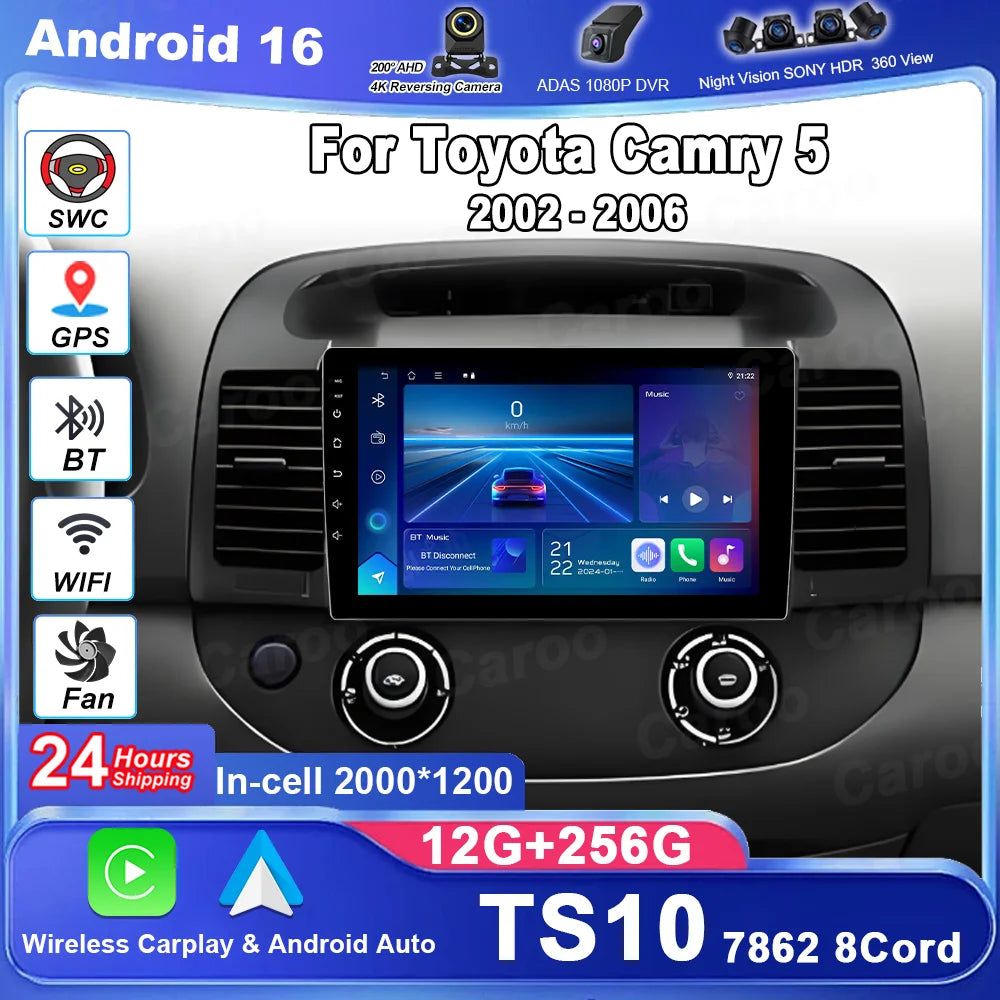 Android 16 Carplay Car Radio For Toyota Camry 5 2002 2003 2004 2005 2006 Multimedia Video