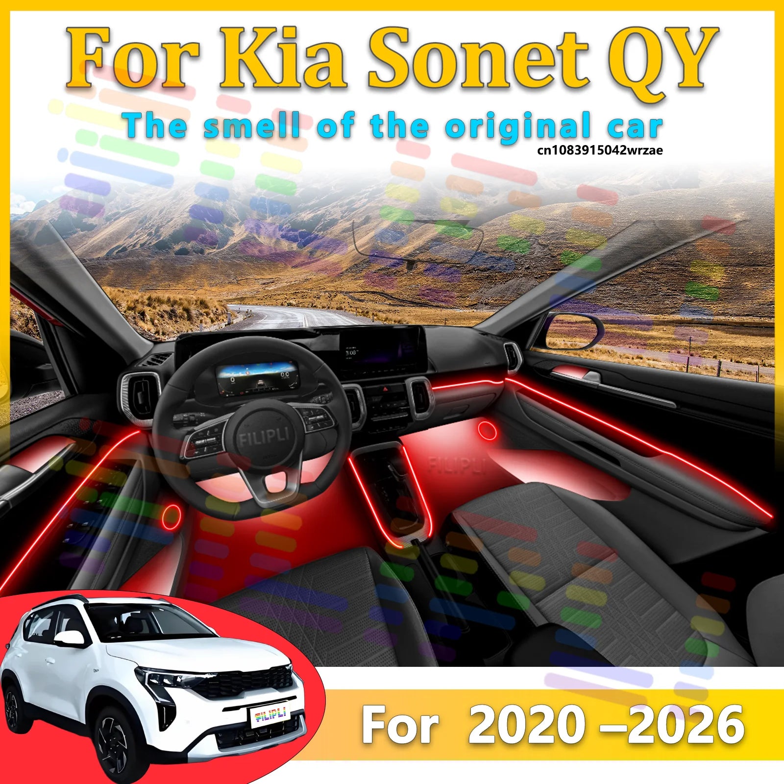 For Kia Sonet QY 2020-2026 Car LED Ambient Lamps Colorful Atmosphere Lights Auto Interior Neon St... | AUTOKITSHOP