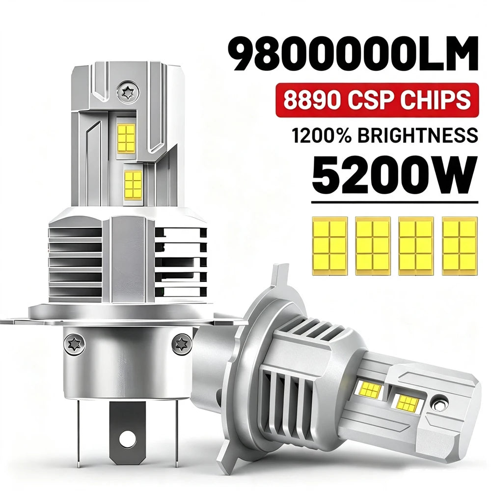 5200W Plug and Play H4 LED Car Headlight Bulb Canbus 9005 H11 Light for Car Turbo Mini Siz