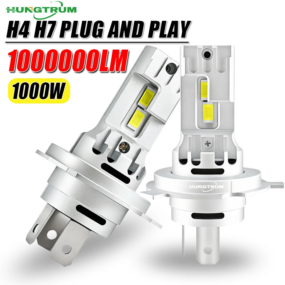 H7 H4 LED Car Headlight Bulb Canbus H7 1000W Led Light for Car Turbo LED Mini HeadLamp Siz