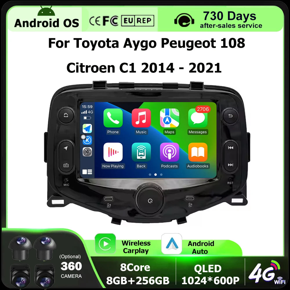 Car Radio Multimedia Player GPS Navigation Tools For Toyota Aygo Peugeot 108 Citroen C1 20
