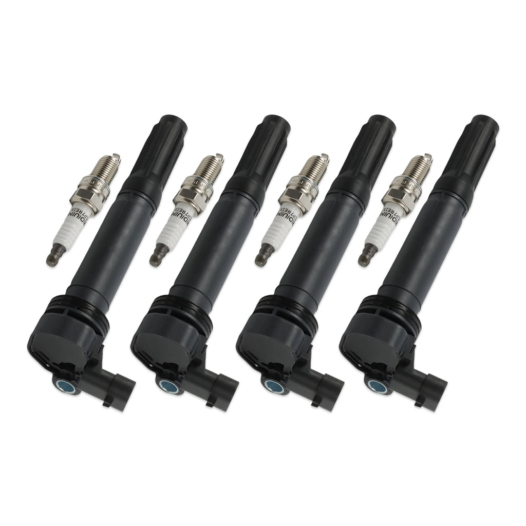 SINOCMP 4pcs ignition coils+ 4pcs Iridium Spark Plugs for Fiat 500 2012-2017 UF649+97637 C