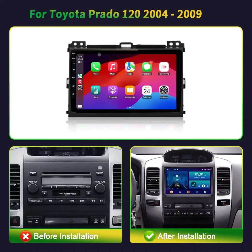 9 inch Car Radio Android 16 For Toyota Prado 120 2004-2009 Multimedia Navigation BT Carpla
