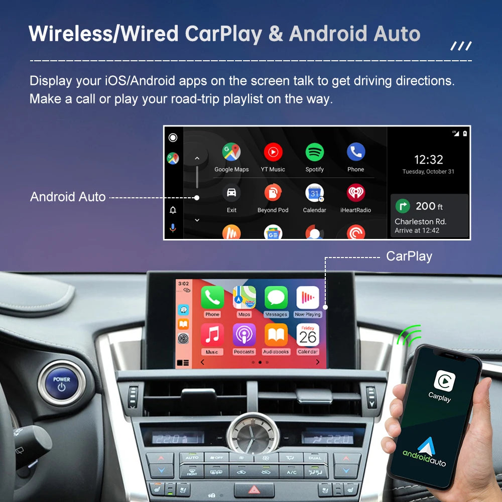 Wireless CarPlay for Lexus NX RX IS ES GS RC CT LS LX LC UX 2014-2020 Android Auto Mirror