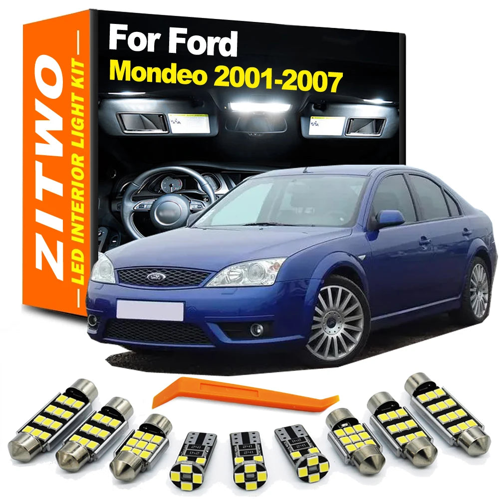 ZITWO 14Pcs For Ford Mondeo 2001 2002 2003 2004 2005 2006 2007 Car LED Bulb Interior Dome Map Sun Visor Trunk Light Kit Canbus