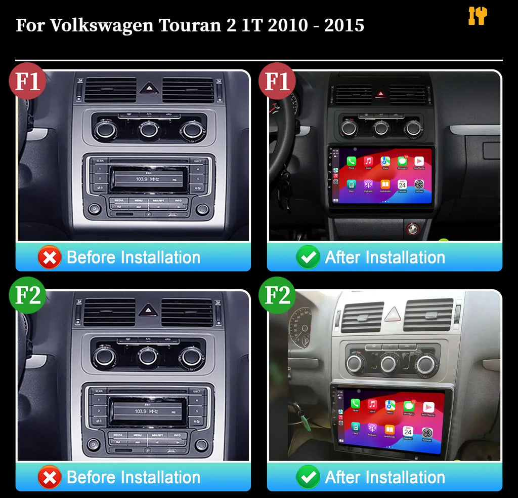 10" Car Radio For Volkswagen Touran 2 1T 2010-2015 Android 16 Wireless BT Carplay Multimed