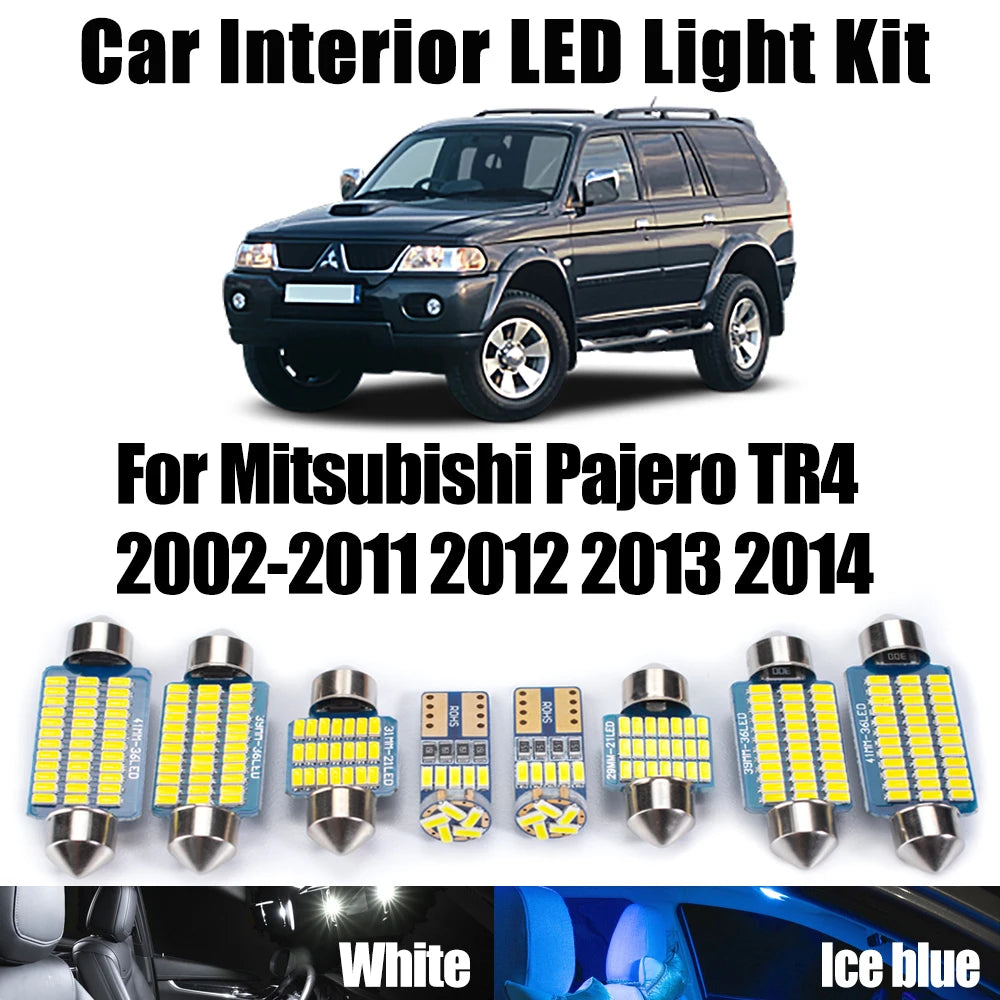 11-Piece LED Interior Light Kit for Mitsubishi Pajero TR4 2002- 2012 - Canbus Dome Map Door Trunk Bulbs | AUTOKITSHOP