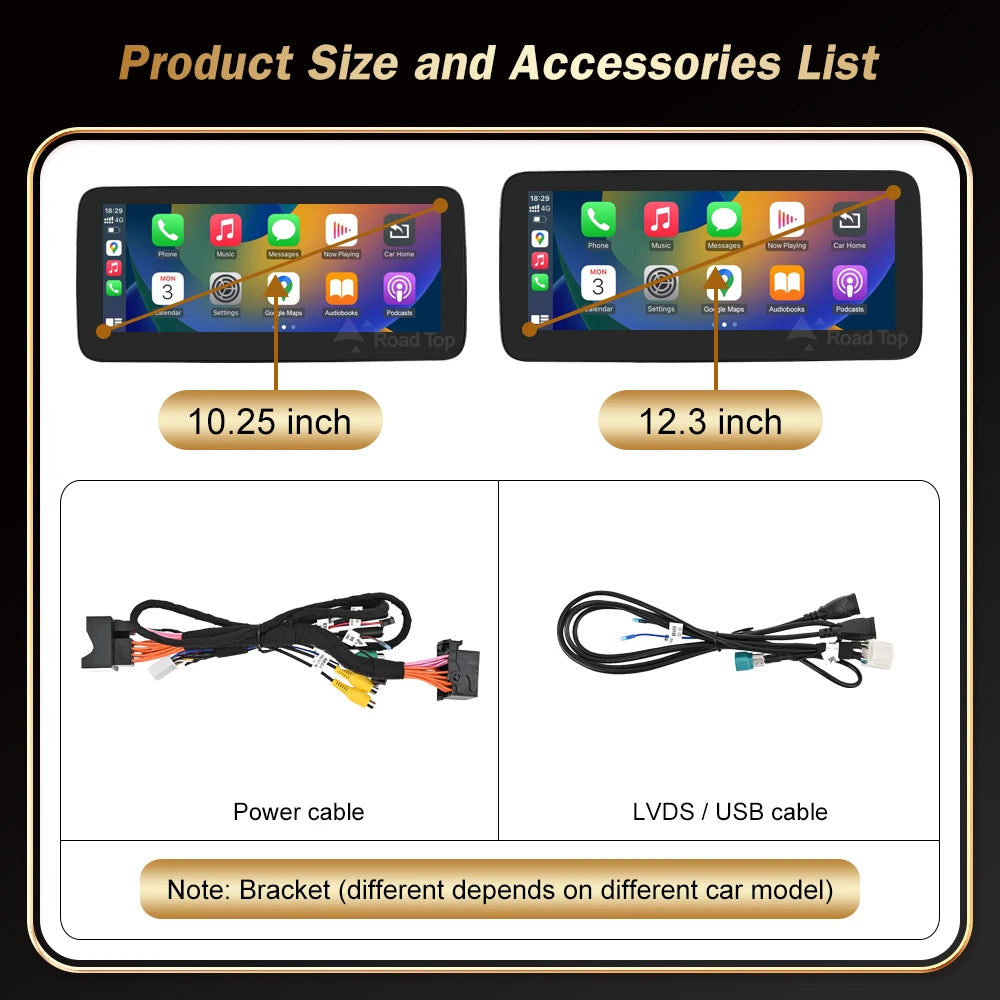 10.25' 12.3' RoadTop Wireless CarPlay Android Auto Multimedia Display Screen for Mercedes-