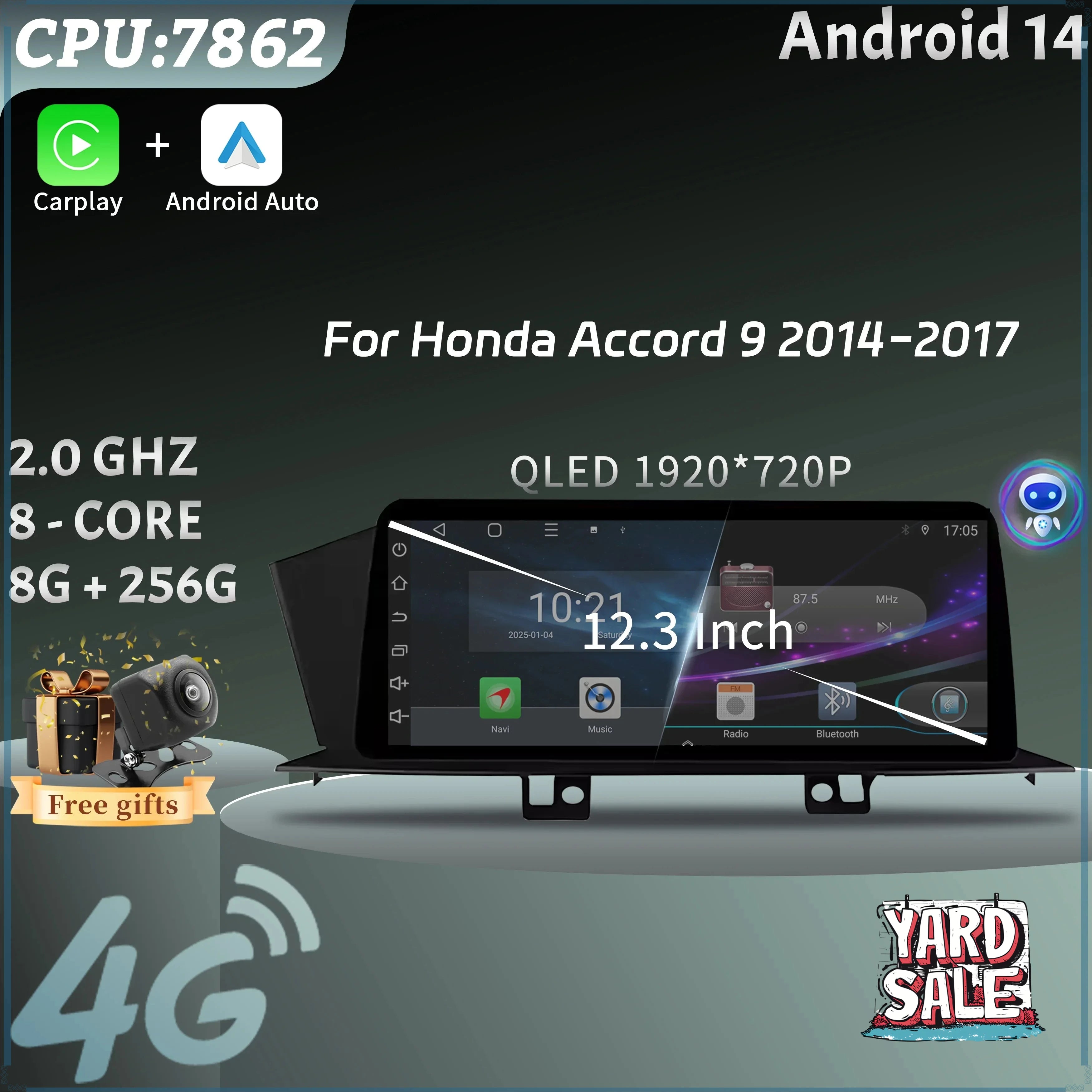 12.3 Car Radio Multimedia Navigation GPS Wireless Android 14 BT CarPlay 4G Head Unit Stere