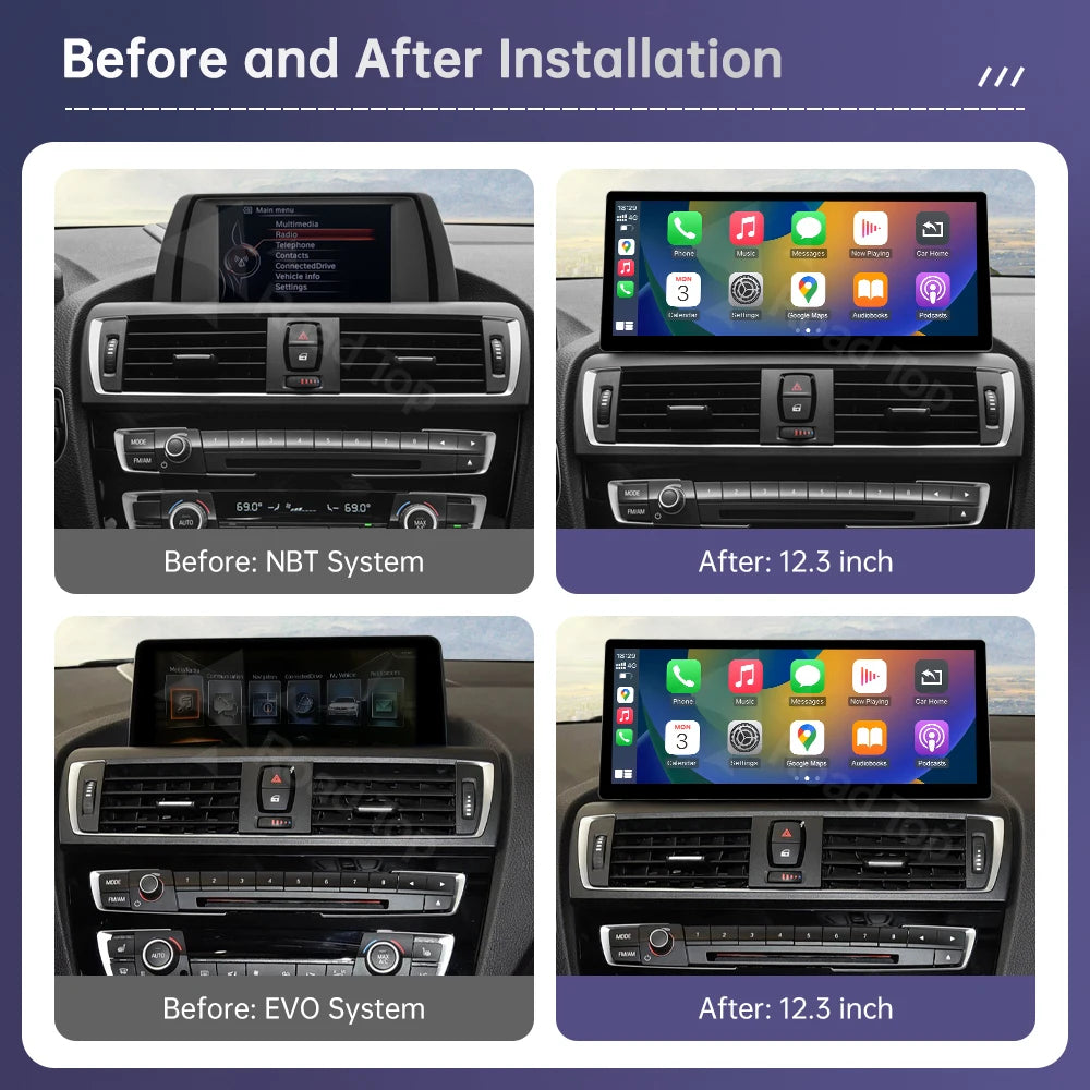 Wireless Carplay Multimedia Screen For BMW 1 2 3 4 Series F20 F21 F22 F23 F30 F31 F32 F33