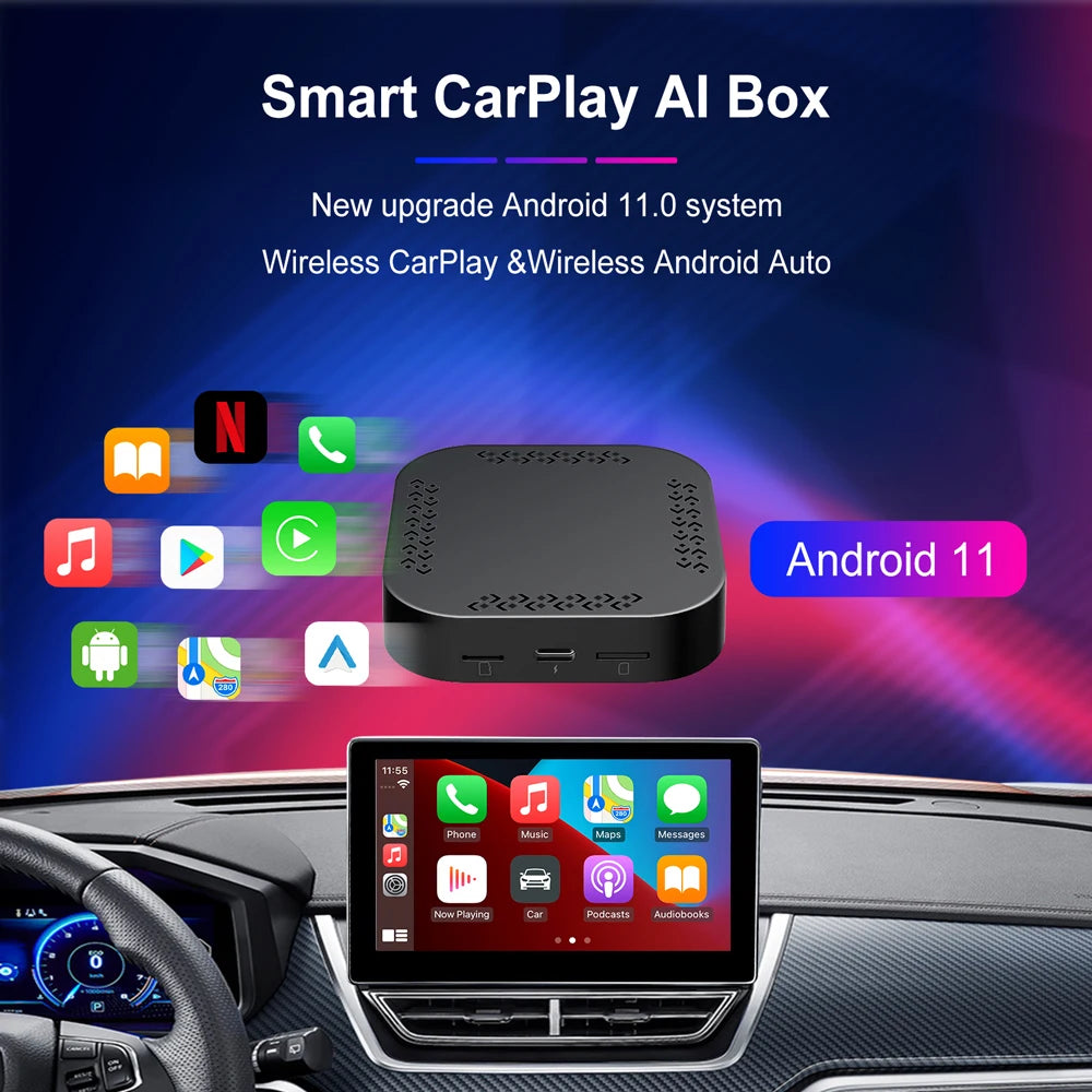 Smart Android Auto AI Box Wireless CarPlay Adapter Car Video Box Online Upgrade Auto-conne | AUTOKITSHOP