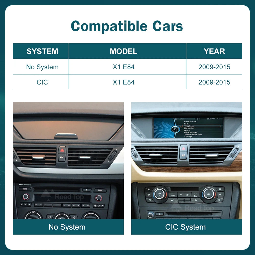 RoadTop 12.3'' Wireless Carplay Car Multimedia Touch Screen For BMW X1 E84 2009-2015 CIC I