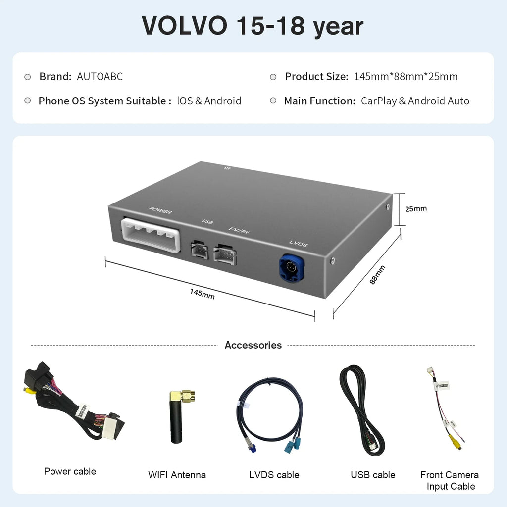 For Volvo XC60 XC70 S60 S80 V60 V70 V40 Wireless Carplay Android Auto Modulo AI Box Decode | AUTOKITSHOP
