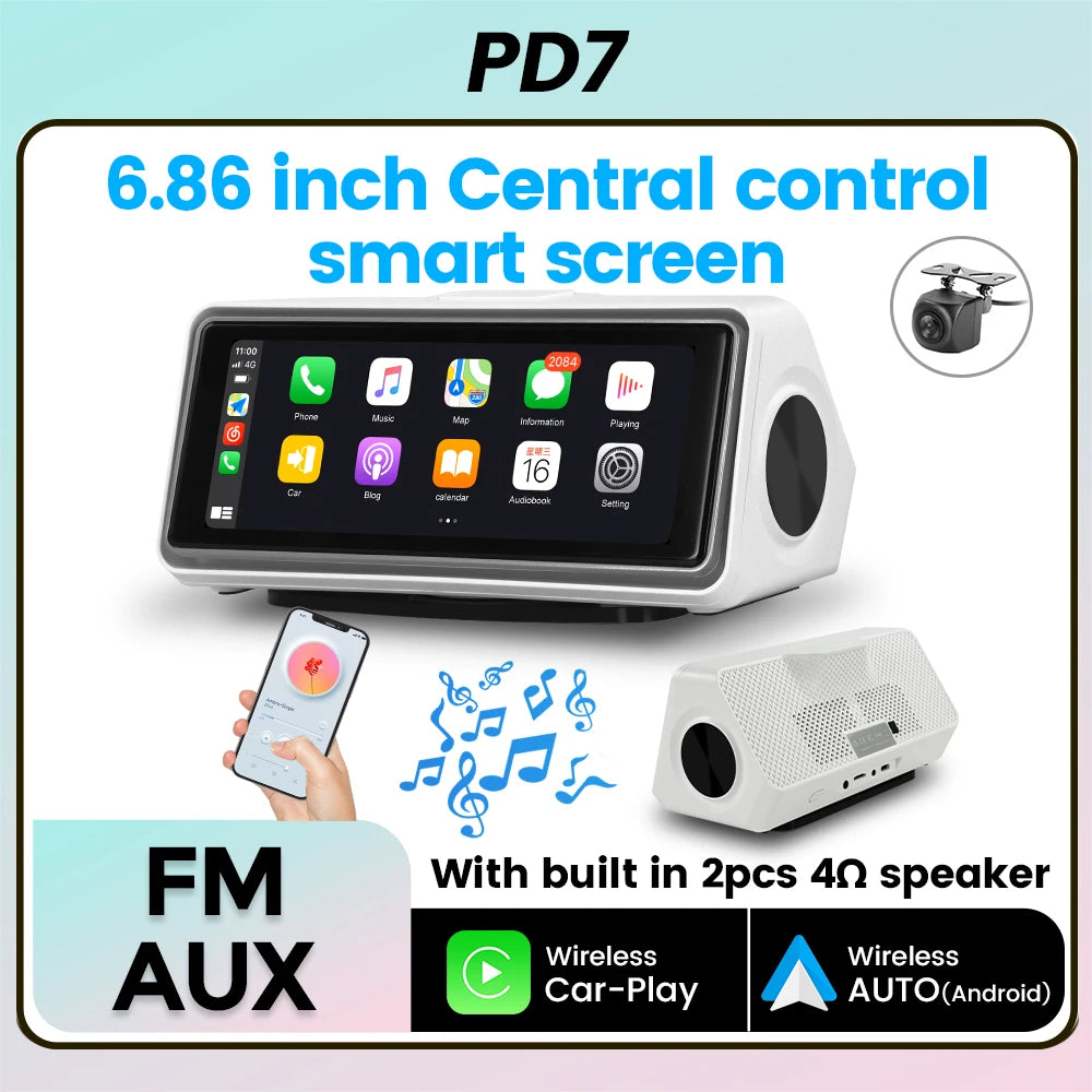 6.86'' Car Intelligent Systems Dual Speaker Smart Screen Wireless CarPlay Android Auto Mul | AUTOKITSHOP