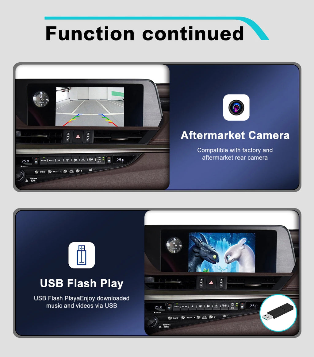 Wireless CarPlay Android Auto Interface Kit for Lexus 2016-2020 ES NX RX UX - Mirror-Link AirPlay Support Cam Retrofit