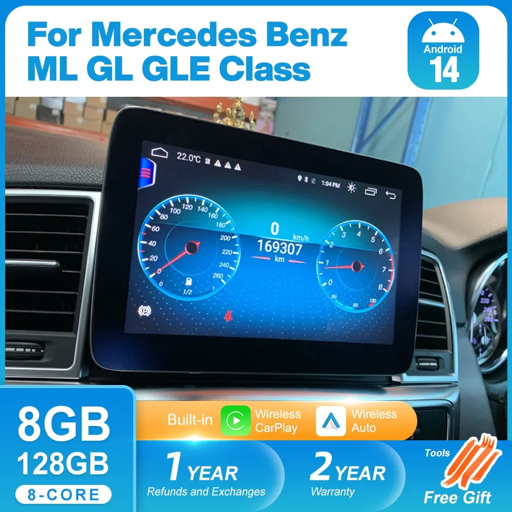 Android 14 Car Radio For Mercedes Benz ML GL GLE Class W166 X166 GPS Wireless Android Auto