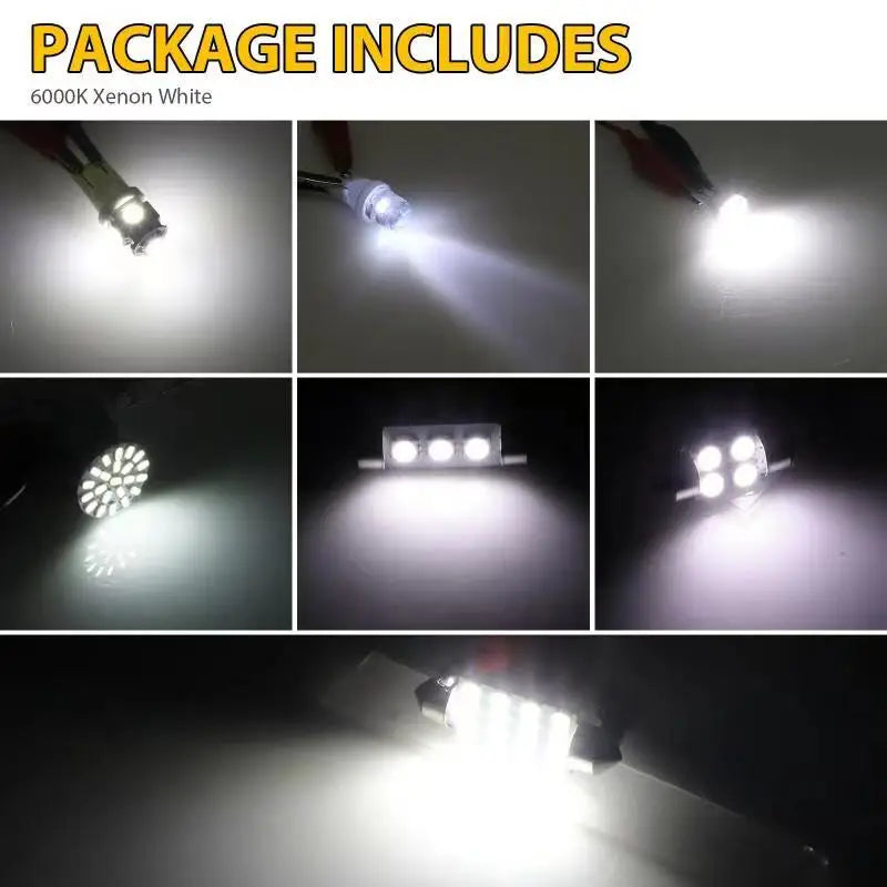 Universal 42Pcs LED T10 COB Interior White Combo LED Dome Door Trunk License Plate Light B