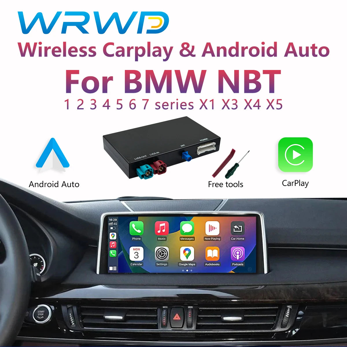 Wireless CarPlay Android AUTO for BMW NBT/CIC System 1 2 3 4 5 6 7 Series X1 X3 X4 X5 X6 M
