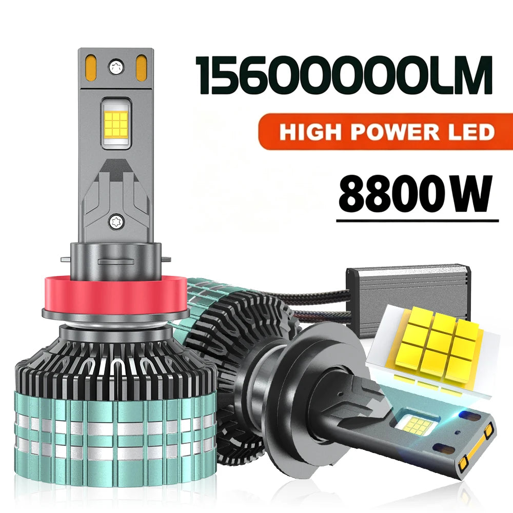 8800W H4 Canbus LED Headlight Bulbs 15600000LM H7 H11 H1 9005 HB3 9006 HB4 Turbo Auto Head
